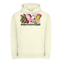 Pigment Pistachio Peace love teach Urban Hoodie - CowGirlArtShop