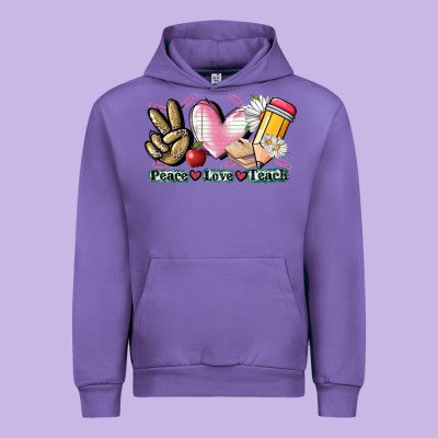 Peace Love Teach Urban Hoodie Designed By Cowgirlartshop