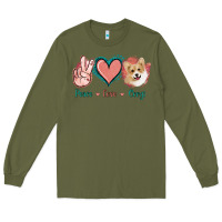 Army Green Peace Love Corgi Long Sleeve Tee - Jasminsmagicworld