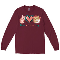 Burgundy Peace Love Corgi Long Sleeve Tee - Jasminsmagicworld