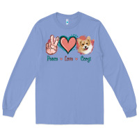 Colony Blue Peace Love Corgi Long Sleeve Tee - Jasminsmagicworld