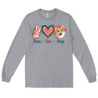 Heather Grey Peace Love Corgi Long Sleeve Tee - Jasminsmagicworld