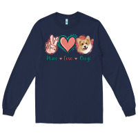 Navy Peace Love Corgi Long Sleeve Tee - Jasminsmagicworld
