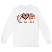 White Peace Love Corgi Long Sleeve Tee - Jasminsmagicworld