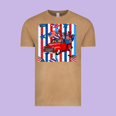 4th Of July Seamless Pattern Truck Vintage Tee Designed By Bundleandbundleshop