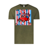 Vintage Olive 4th of july seamless pattern truck Vintage Tee - BundleAndBundleShop