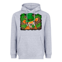 Heather Grey st patricks orange cow with leopard background Heavyweight Hoodie - Jasminsmagicworld