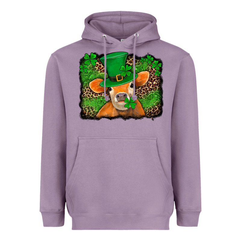 St Patricks Orange Cow With Leopard Background Heavyweight Hoodie by Jasminsmagicworld | Teevron