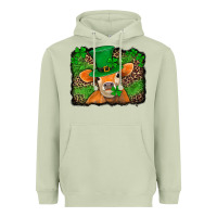 Matcha st patricks orange cow with leopard background Heavyweight Hoodie - Jasminsmagicworld
