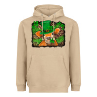 Mushroom st patricks orange cow with leopard background Heavyweight Hoodie - Jasminsmagicworld