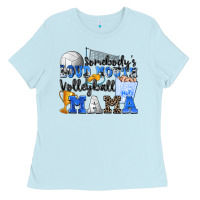 Baby Blue somebody's loud mouth volleyball mama Ladies Tee - Zillion Design Studio