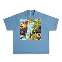 Pebble Blue western rooster seamless pattern Urban Heavy Tee - BundleAndBundleShop