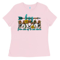 Bubblegum Pink boy mom from son up to son down  western Ladies Tee - texasbilliewilder