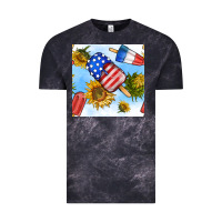 Cloud Black 4th of july sunflowers ice cream seamless pattern Vintage Tee - BundleAndBundleShop