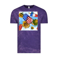 Cloud Purple 4th of july sunflowers ice cream seamless pattern Vintage Tee - BundleAndBundleShop