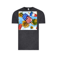 Vintage Black 4th of july sunflowers ice cream seamless pattern Vintage Tee - BundleAndBundleShop