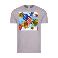Vintage Zinc 4th of july sunflowers ice cream seamless pattern Vintage Tee - BundleAndBundleShop