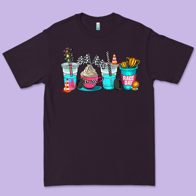 Race Day Coffe Cup Premium Tee Designed By Adodesignshop