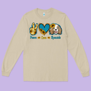 Peace Love Cocker Spaniel Long Sleeve Tee Designed By Jasminsmagicworld