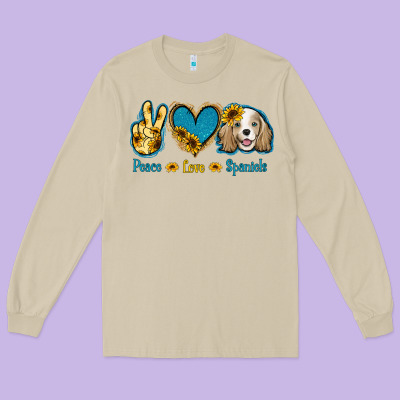 Peace Love Cocker Spaniel Long Sleeve Tee Designed By Jasminsmagicworld