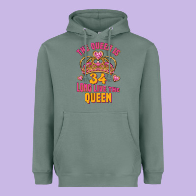 The Queen Is 34 Long Live The Queen Heavyweight Hoodie Designed By Jasminsmagicworld