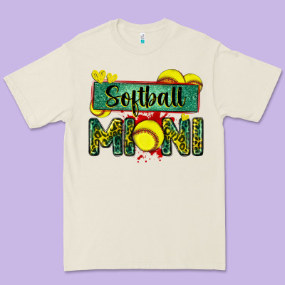 Softball Mini With Leopard Premium Tee Designed By Zillion Design Studio