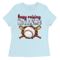 Baby Blue busy raising ballers baseball Ladies Tee - texasbilliewilder