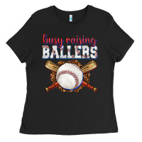 Black busy raising ballers baseball Ladies Tee - texasbilliewilder