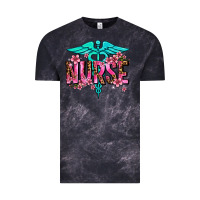 Cloud Black floral nurse Vintage Tee - AdoDesignShop
