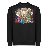Easter Sheep Eggs Butterfly Daisys Leopard Glitter Wooden Heavyweight Sweatshirt | Teevron