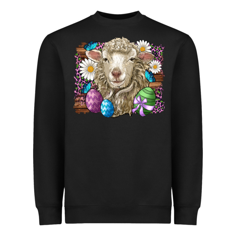 Easter Sheep Eggs Butterfly Daisys Leopard Glitter Wooden Heavyweight Sweatshirt by Artiststas | Teevron