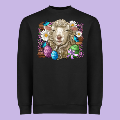 Easter Sheep Eggs Butterfly Daisys Leopard Glitter Wooden Heavyweight Sweatshirt Designed By Artiststas