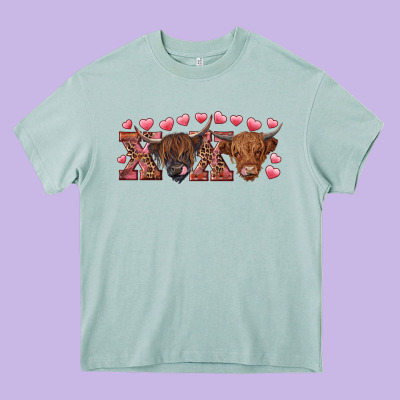Xoxo Highland Cows Heavy Core Tee Designed By Ranaportraitstore