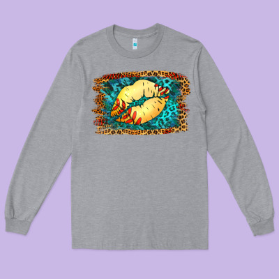 Softball Lips Long Sleeve Tee Designed By Jasminsmagicworld