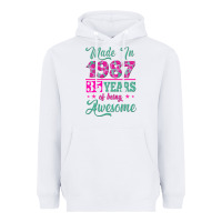 White made in 1987, 35 years of being awesome Heavyweight Hoodie - Jasminsmagicworld