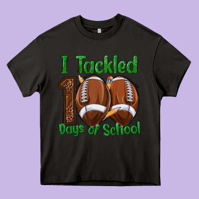 I Tackled 100 Days Of School Football Heavy Core Tee Designed By Texasbilliewilder