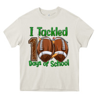 Cream i tackled 100 days of school football Heavy Core Tee - texasbilliewilder
