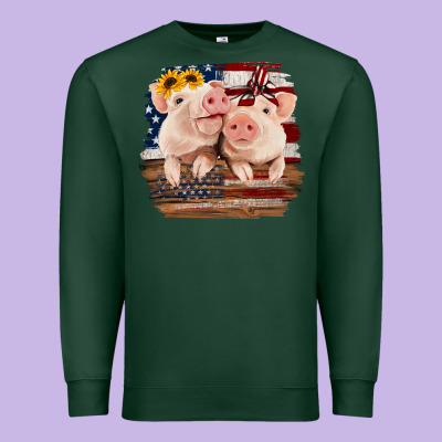 Cute Couple American Pigs Premium Sweatshirt Designed By Bettercallsaul