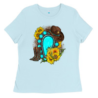 Baby Blue western turquoise gemstone Ladies Tee - Zillion Design Studio