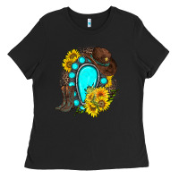 Black western turquoise gemstone Ladies Tee - Zillion Design Studio