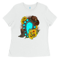 White western turquoise gemstone Ladies Tee - Zillion Design Studio
