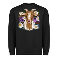 Black easter goat daisys leopard wooden Heavyweight Sweatshirt - Artiststas