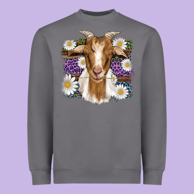 Easter Goat Daisys Leopard Wooden Heavyweight Sweatshirt Designed By Artiststas