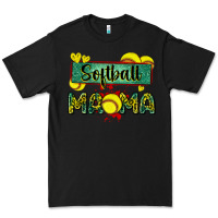 Black softball mama with leopard Premium Tee - Zillion Design Studio