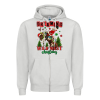 Dove Grey dreaming of a wild west christmas cowboy santa Zipper Hoodie - MaliasSmallBusiness