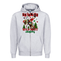 Heather Grey dreaming of a wild west christmas cowboy santa Zipper Hoodie - MaliasSmallBusiness
