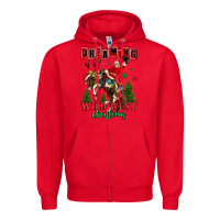 Red dreaming of a wild west christmas cowboy santa Zipper Hoodie - MaliasSmallBusiness