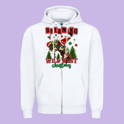 Dreaming Of A Wild West Christmas Cowboy Santa Zipper Hoodie Designed By Maliassmallbusiness
