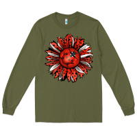 Army Green Ladybug Sunflower Long Sleeve Tee - Jasminsmagicworld
