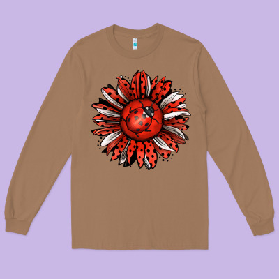 Ladybug Sunflower Long Sleeve Tee Designed By Jasminsmagicworld